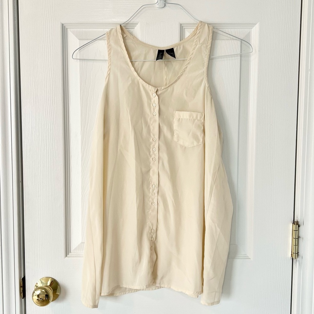 Fun & Flirt Cream Sleeveless Tank Top